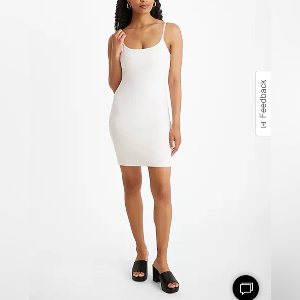 🏷️ 🛍️ NWT Express White Scoop Neck Mini Bra Cami Dress 🏷️ 🛍️